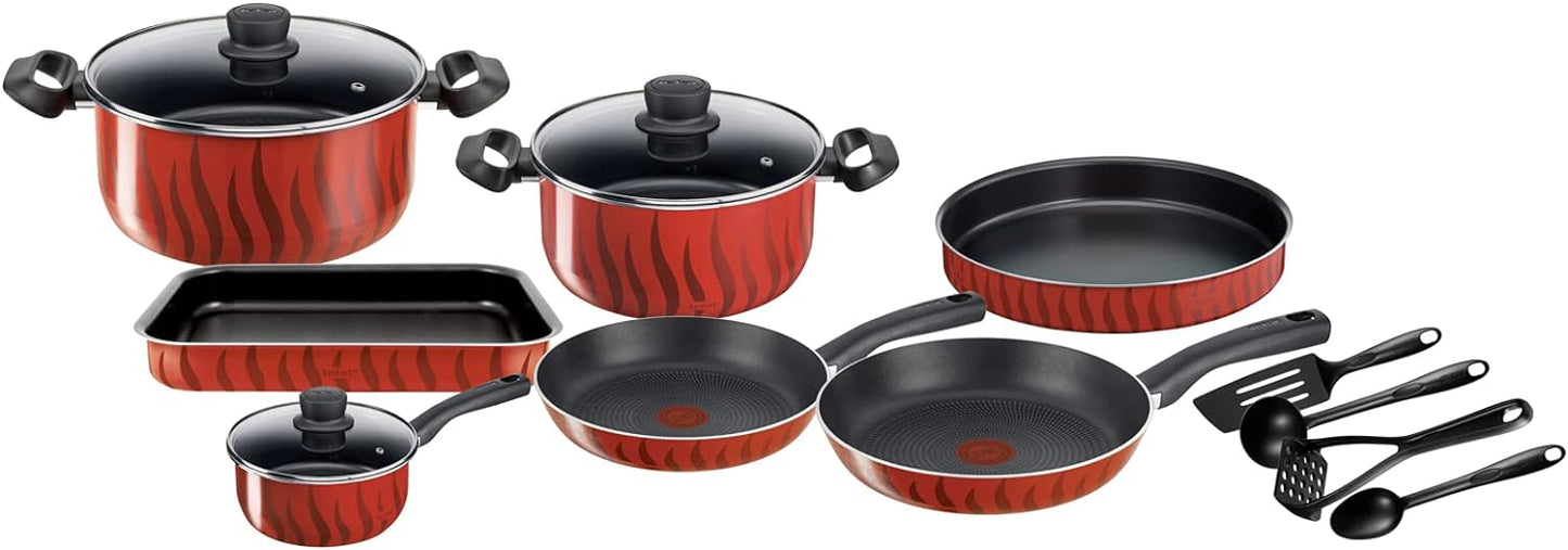 Tefal G6 Tempo Flame 32 Cm Non Stick Frypan With Thermo Spot, Red, Aluminium, C3040883