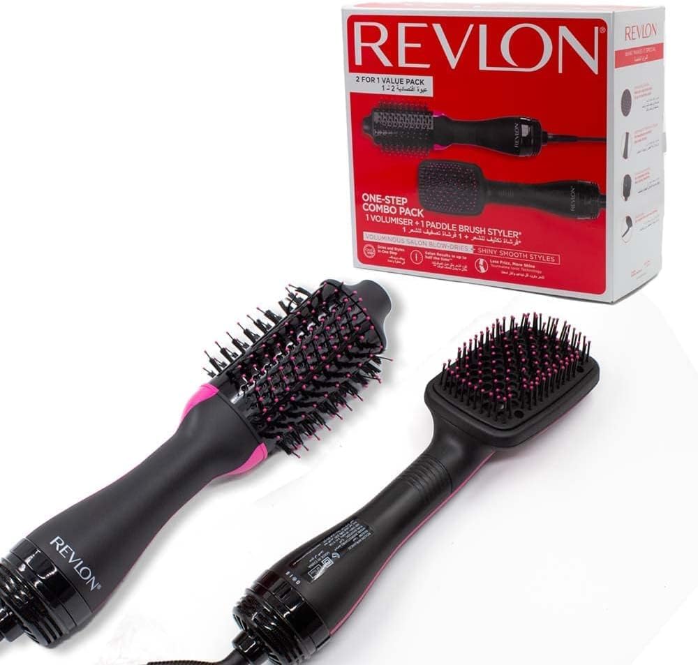 Revlon RVDR5282 One-Step Combo Pack 1 Volumiser + Paddle Brush Styler - Black