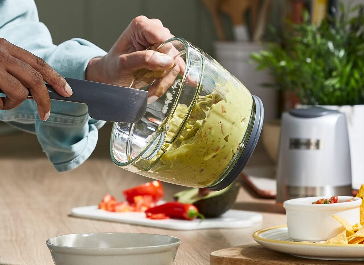 KENWOOD Stainless Steel Chopper 500W Electric Food Chopper with 1.2L SS Bowl (600ml working capacity), Dripper Pro, Quad Blade, Storage Lid, Dual Speed, Spatula, Ice Crush Function CHP62.700SI Silver