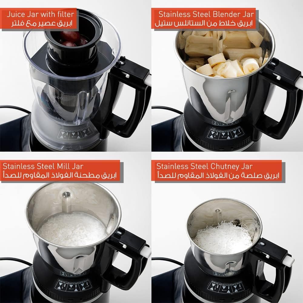 Panasonic Super Mixer Grinder, 1000W, Mx-Ac400, Black, 3 Stainless Steel Jars, 1 Juicer Jar