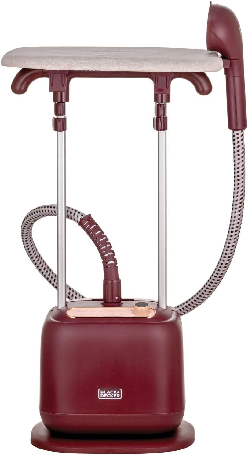 BLACK+DECKER 2400W 1.5L Upright Garment Steamer 35gm/min Steam, With Adjustable Double Poles Rotary Wheels, Multiple Attachments, For Quick Wrinkle Free&Santized Garment GST2400-B5