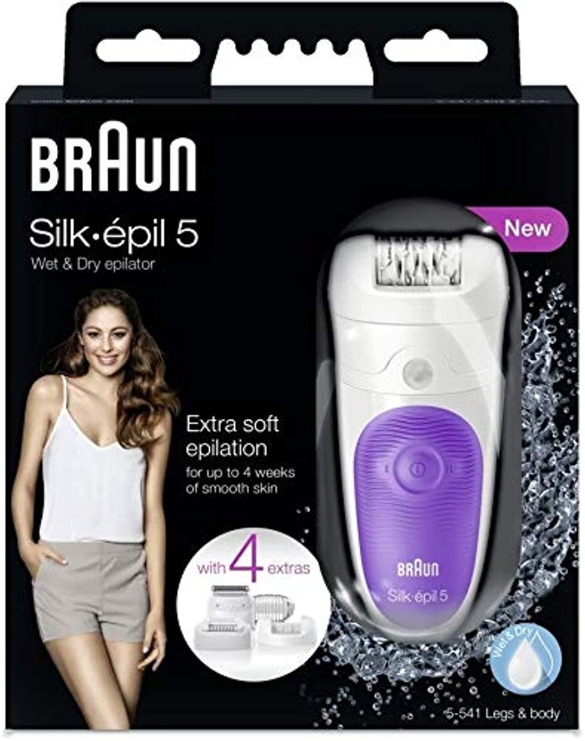 Braun Silk-epil 5 5-541 Wet & Dry Epilator With 4 Extras - International Version