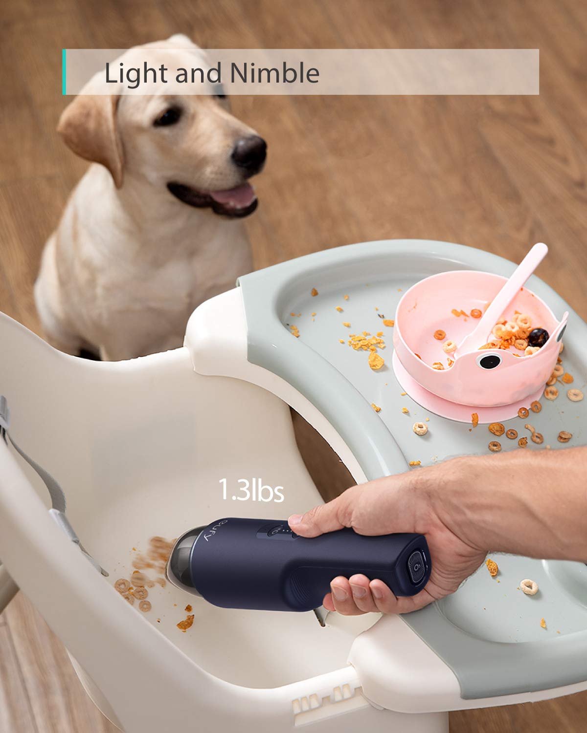 Eufy by Anker, HomeVac H11 Ultra-Lightweight 1.3lbs 5500Pa Suction Power Ozone Purification USB Charging Pure Cordless Handheld Vacuum Cleaner for Home Cleaning (Blue)