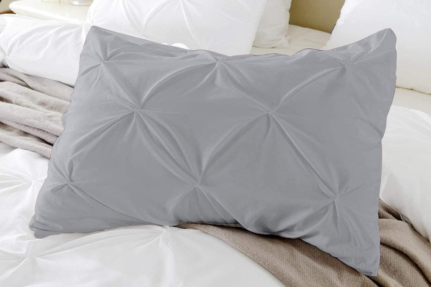 Premium Quality - King/California King Size (94" x 104") Inches, 3Pcs Pinch Pleated Comforter Set, 400GSM 100% Egyptian Cotton 800 Thread Count - Chocolate Solid