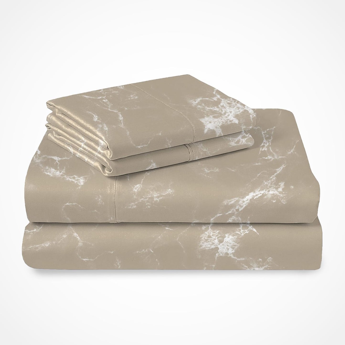 Pizuna Pure 100% Cotton King Size Sheets Set White, Luxurious 400 Thread Count Long Staple Cotton Sateen Sheets with 15" Deep Pocket (Cotton Bed Sheet Set - 4PC)