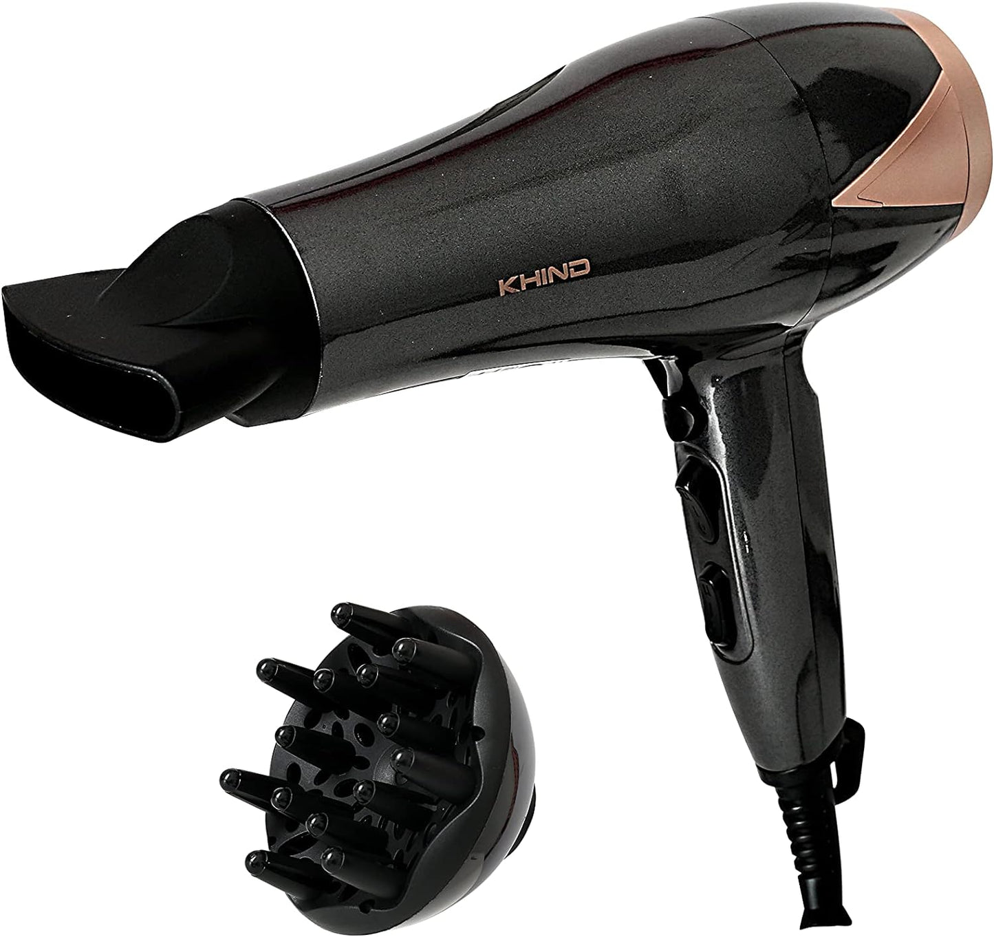 KHIND Foldable Travel Hair Dryer,1000W With Concentrator, Stylish & Compact with Cool Shot Button, Honeycomb Inlet, High Speed With Powerful Motor, 2 Year Warranty, Lightweight, White - HD1002