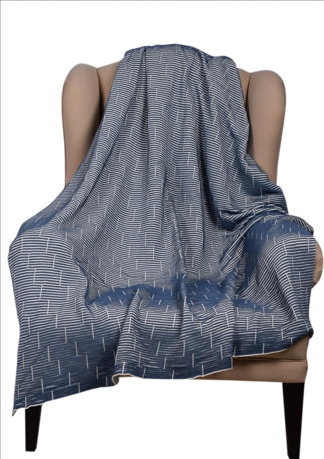 Lavish Touch 100% Cotton Knitted Throw, Blanket for All Season Indoor Outdoor
