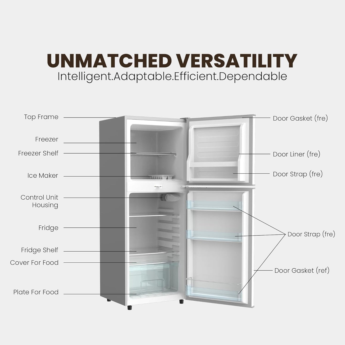 Nikai 170L Gross/112L Net, Double Door Refrigerator with Vegetable Crisper & Adjustable Glass Shelves, Defrosting & Temperature Control, Ideal for Kitchen, Bedroom, Office & Hotels - NRF170DN3M Silver
