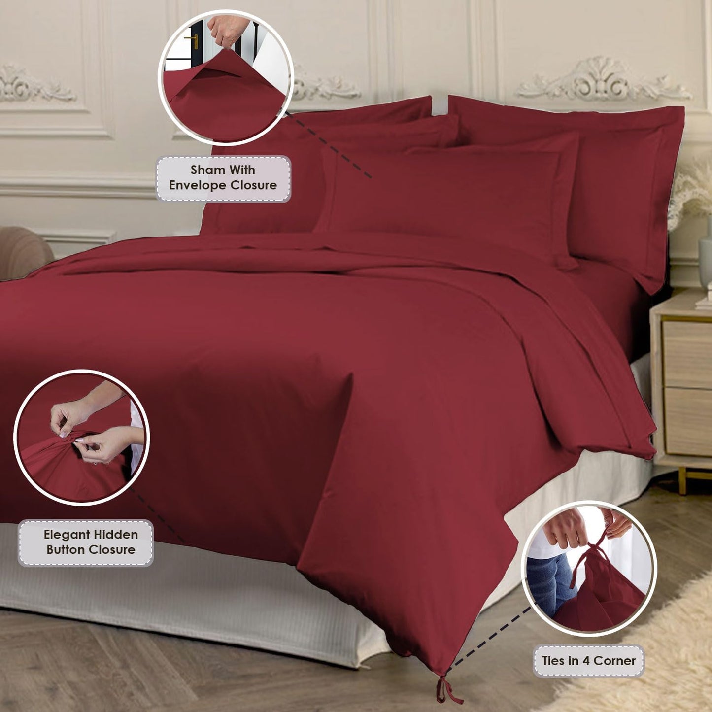 Pizuna Pure 100% Cotton Queen Duvet Cover Set, 800 Thread Count Long Staple Cotton Thick Sateen Weave with Button Closure (Combed Baby Blue Cotton Duvet Cover Queen)