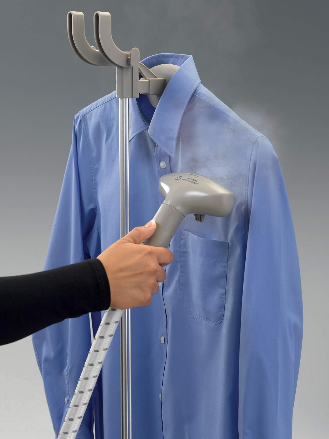 KENWOOD Garment Steamer 1500W with 2L Water Tank Capacity, Rotary Wheels, Folding Rack, Trouser Press, Glove GSP65.500BK Black