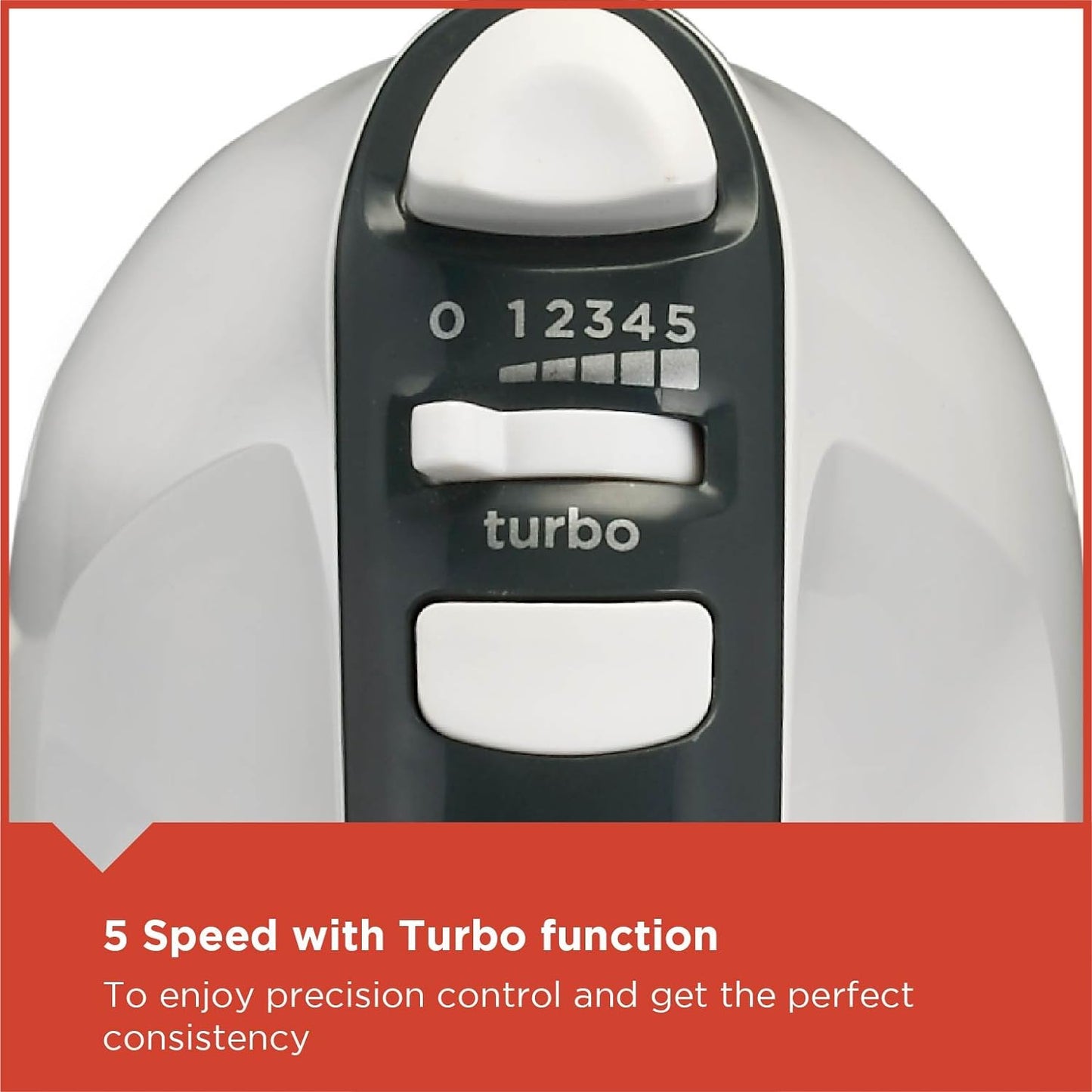 Black+Decker M350 300-Watt Hand Mixer | 5 Speed Turbo function | 2-year Warranty (White/Grey)
