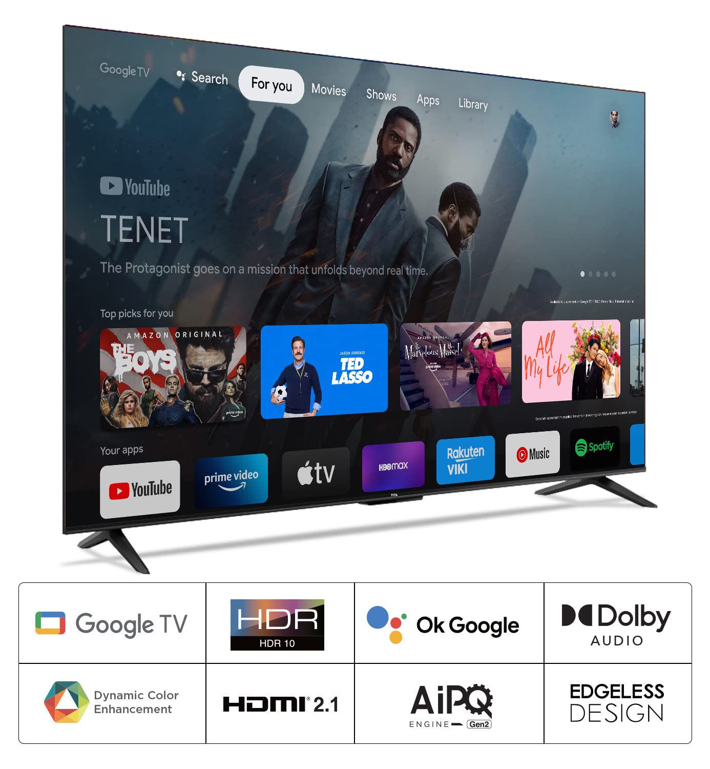 TCL 164 cm (65 inches) Bezel-Less Series 4K Ultra HD Smart LED Google TV 65P635 (Black)