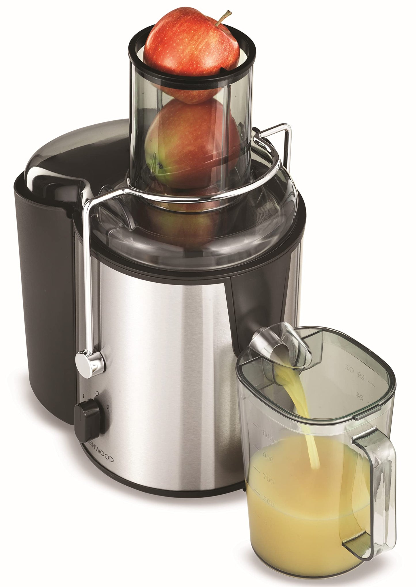 KENWOOD Juicer 800W Juice Extractor with 75mm Wide Feed Tube, 2 Speed, Transparent Juice Jug, Pulp Container, Anti Drip for Home, Office, Restaurant & Cafeteria JEP02.A0WH White