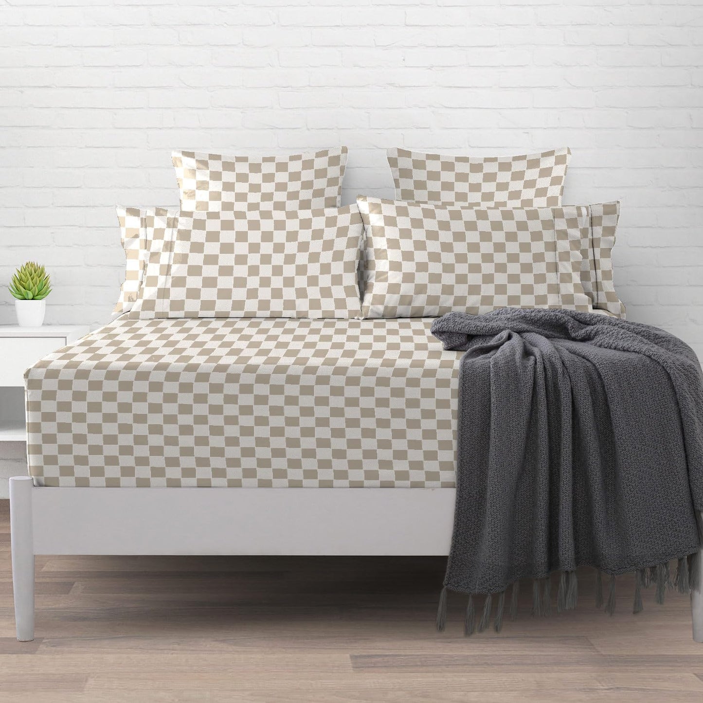 Pizuna Pure 100% Cotton Full Fitted Sheet Only, Luxurious 400 Thread Count Long Staple Cotton Sateen Weave 15" Deep Pocket Fitted Sheet (Combed Blue Cascade Stripe Full Fitted Sheet Cotton)