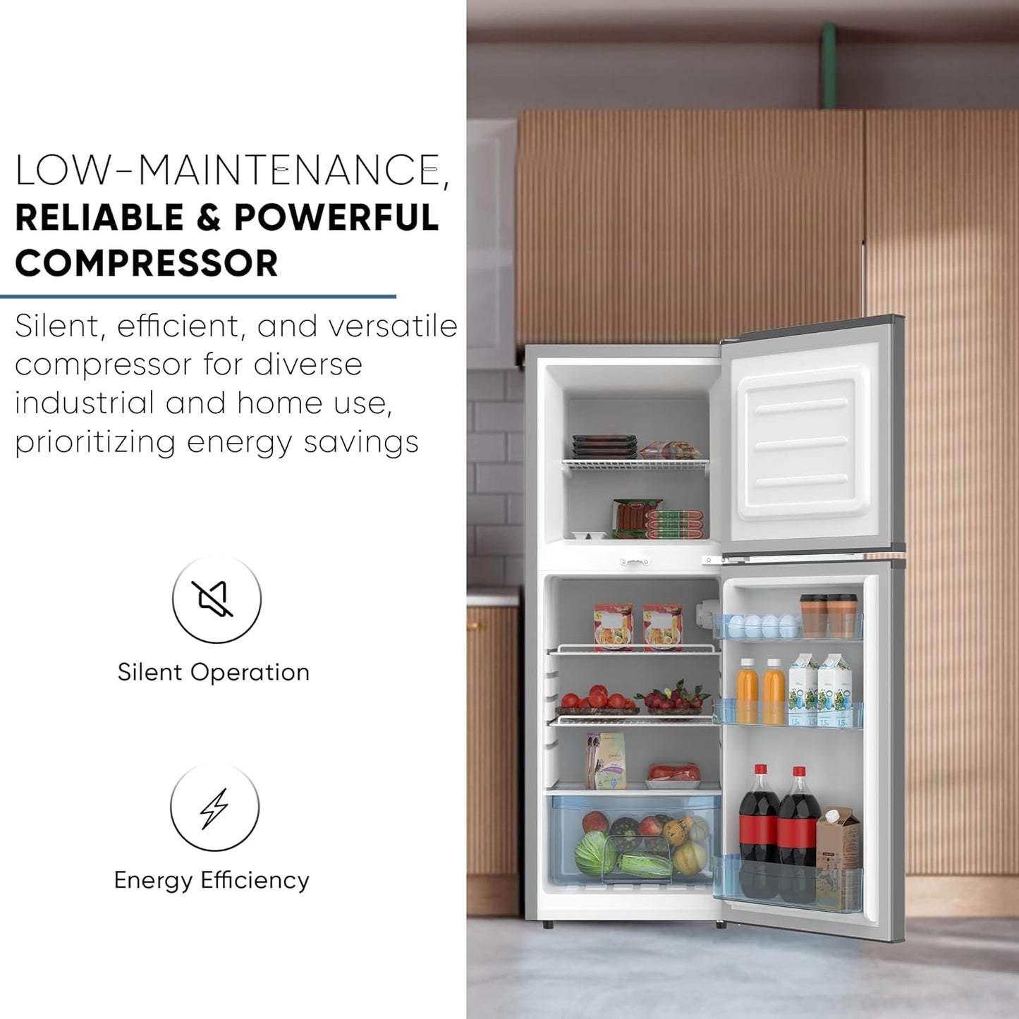 Nikai 170L Gross/112L Net, Double Door Refrigerator with Vegetable Crisper & Adjustable Glass Shelves, Defrosting & Temperature Control, Ideal for Kitchen, Bedroom, Office & Hotels - NRF170DN3M Silver