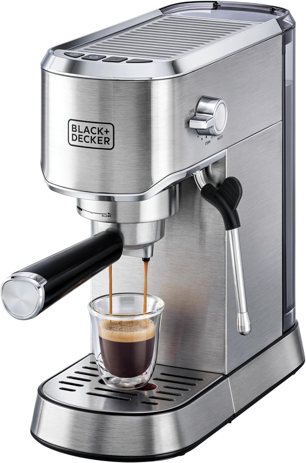 Black+Decker 750W 10 Cup Coffee Maker/Coffee Machine With Glass Carafe For Drip Coffee, Silver/Black - Dcm750S-B5, 2 Years Warranty