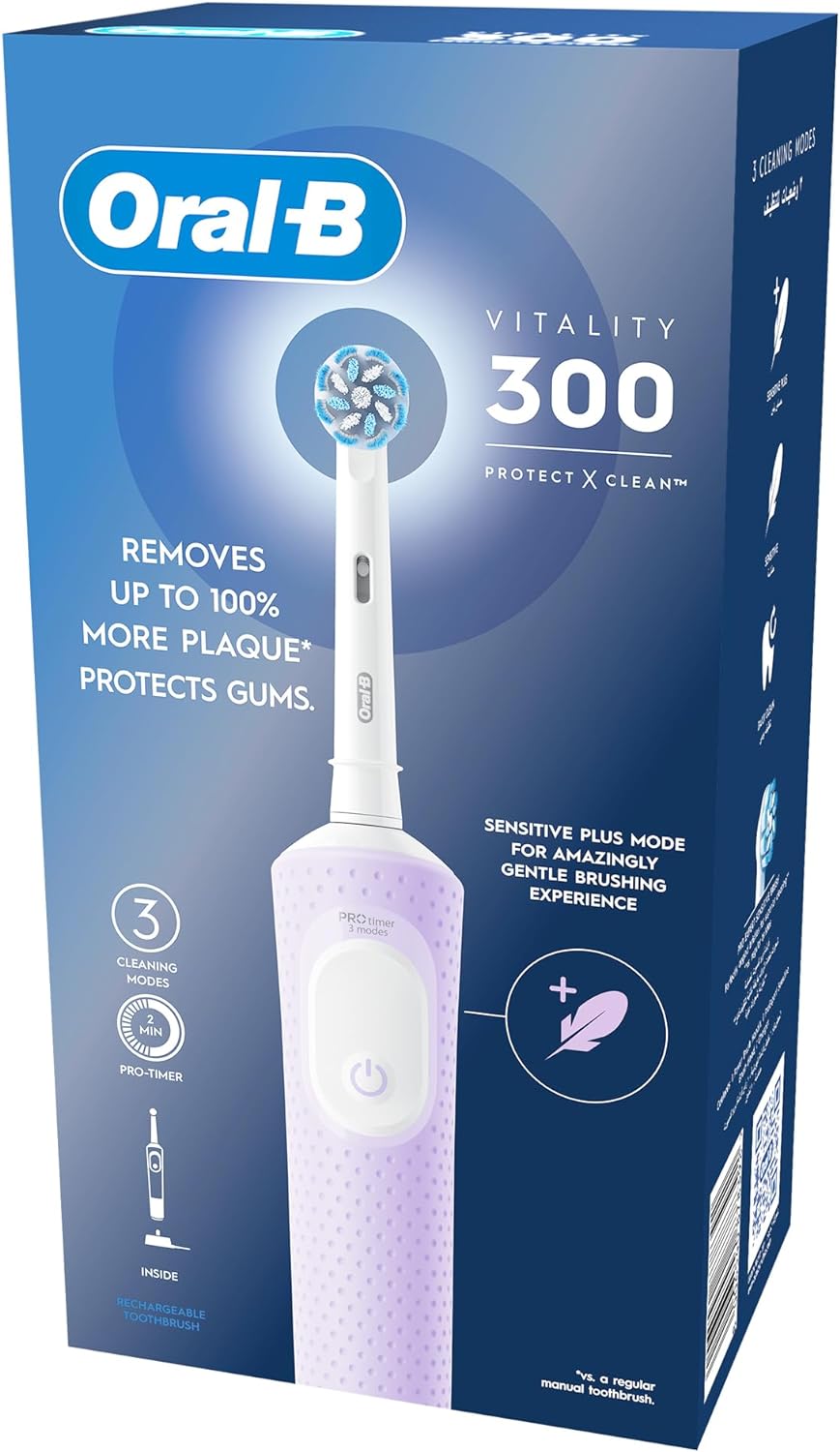 Oral-B Vitality 100 Black Electric Rechargeable Toothbrush, With Uae 3 Pin Plug