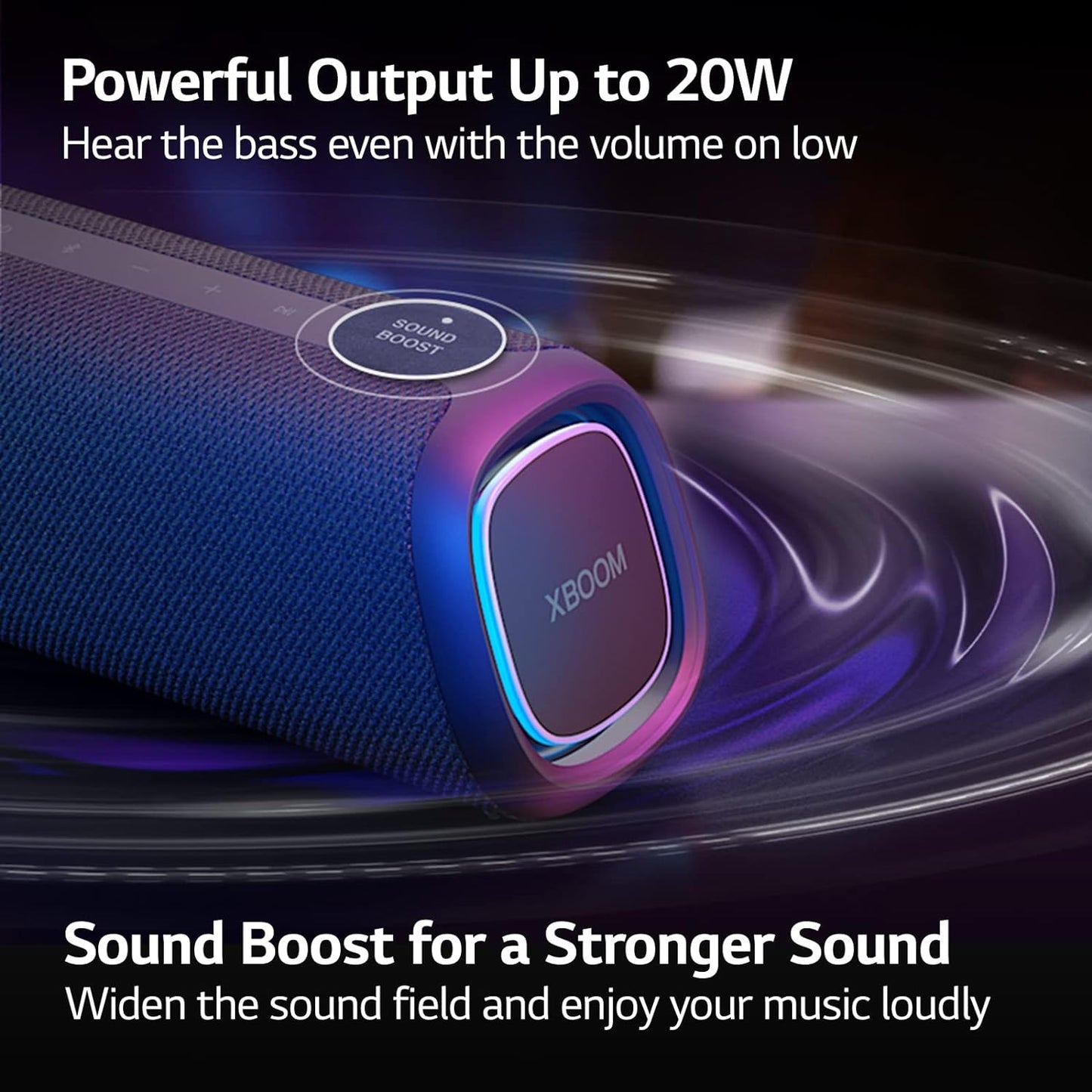 LG XG7QBK.DUSALLK Go Portable Bluetooth Speaker - LED Lighting and up to 24-Hour Battery, Black