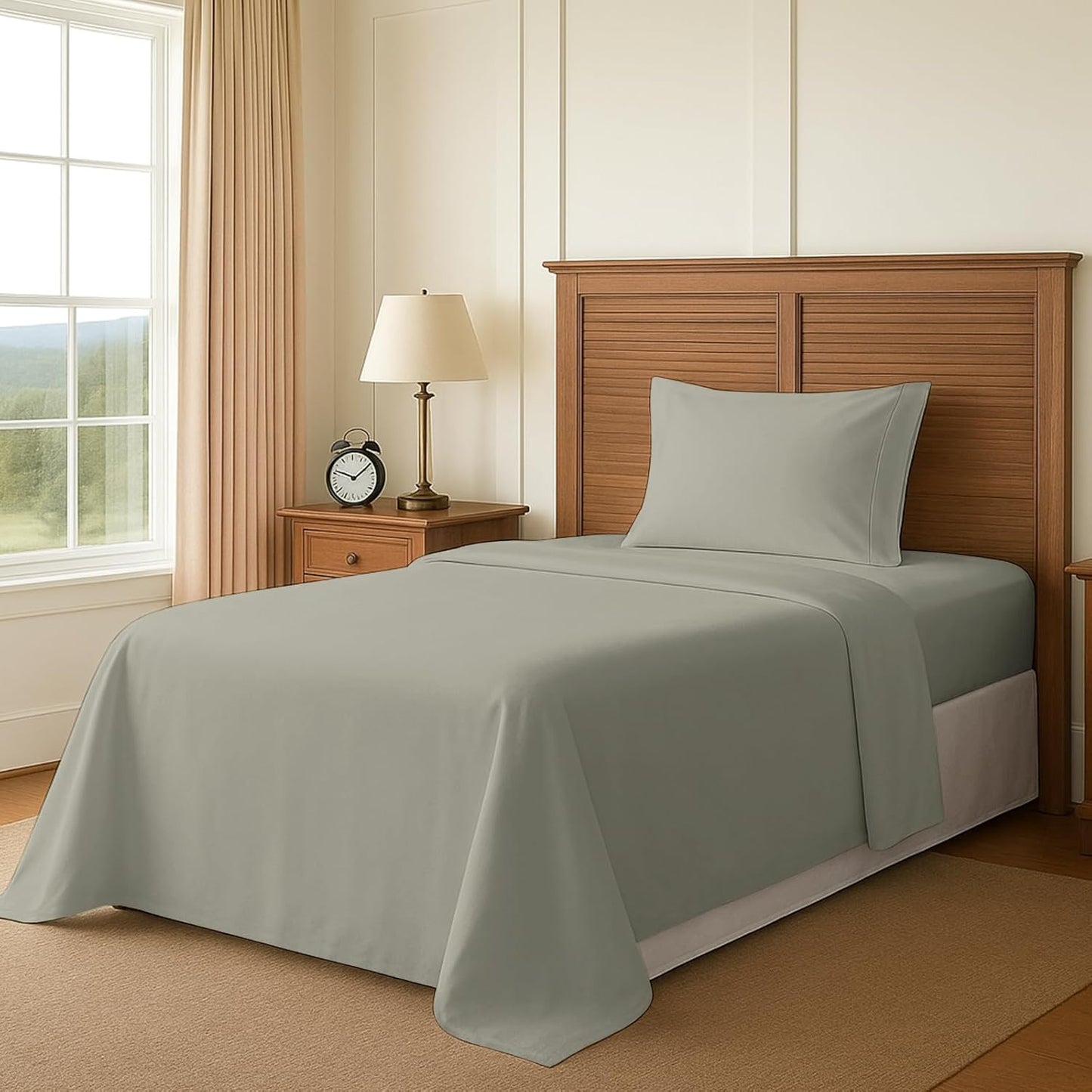 Pizuna Pure 100% Cotton Sheets Split King Size, 600 Thread Count Long Staple Cotton Crisp Sateen Sheets Split King with 15" Deep Pocket (Combed Black Cotton Sheets Split King)