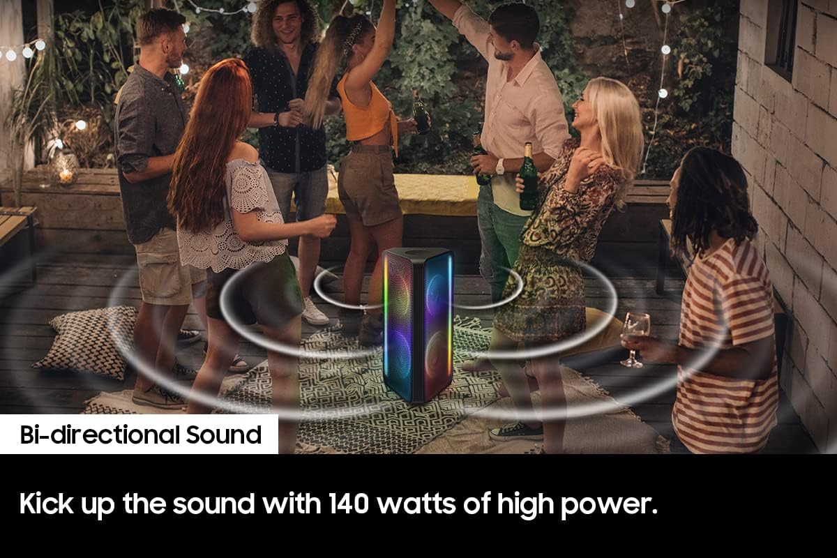 Samsung 160W Sound Tower High Power Party Speaker Water Resistant In Built Battery Bluetooth Connectivity - MX-ST40B/ZN - 2022 Model - 1 Year Warranty (UAE Version)