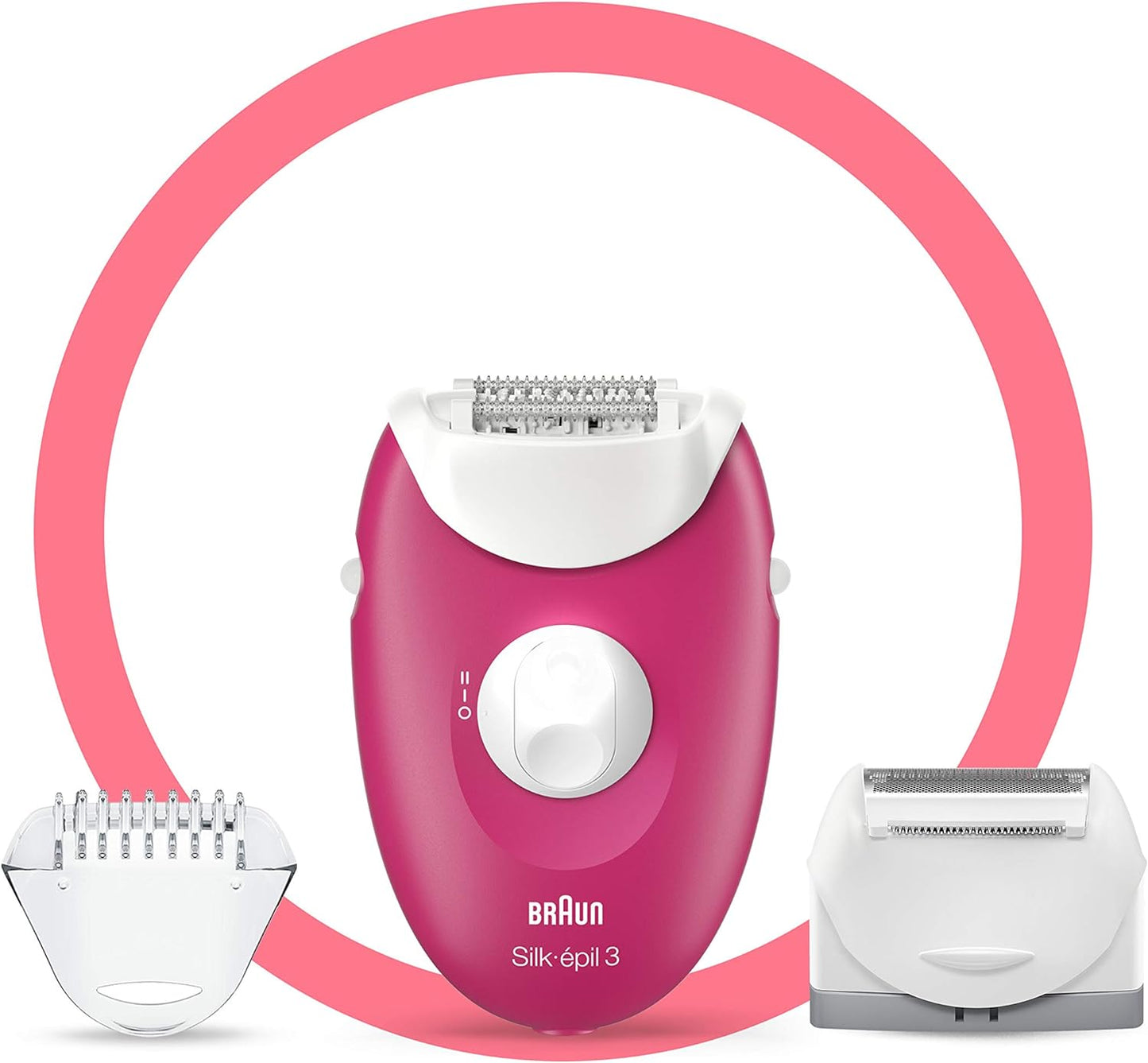 Braun Silk Epil 3 410 Epilator With 2 Extras, Raspberry Pink / White
