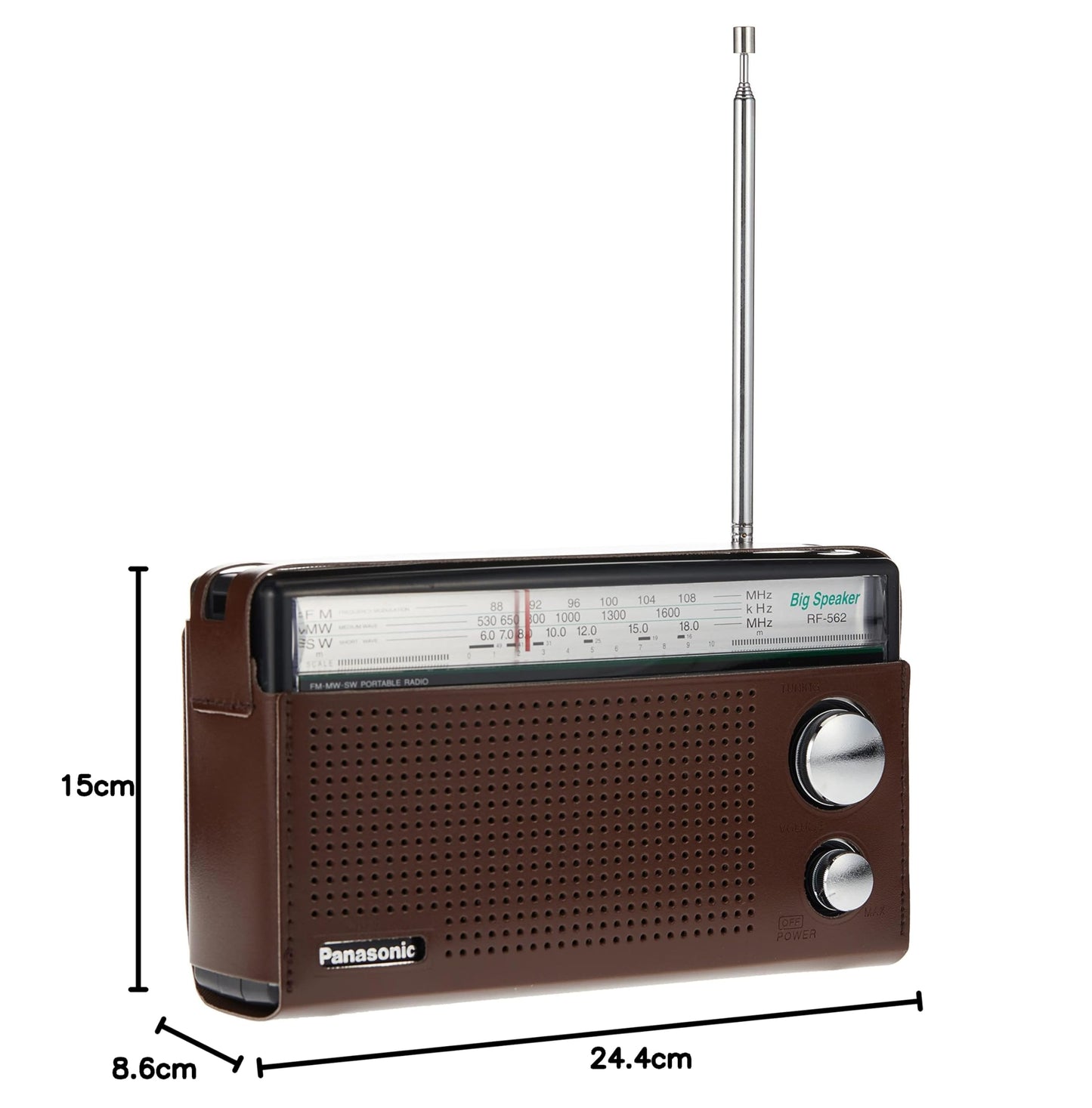 Panasonic 3 Band Portable Radio (Model: Rf-562Dgc1-K), Brown