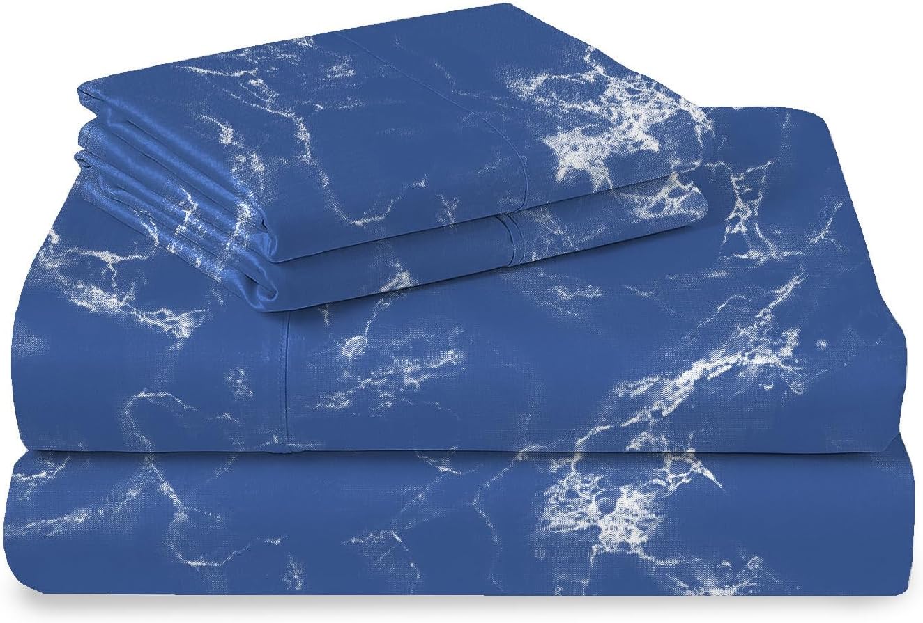Pizuna Pure 100% Cotton Sheets California King Size, Luxurious 400 Thread Count Long Staple Cotton Sateen Sheets California King with 15inch Deep Pocket (Combed Cotton Sheets California King)