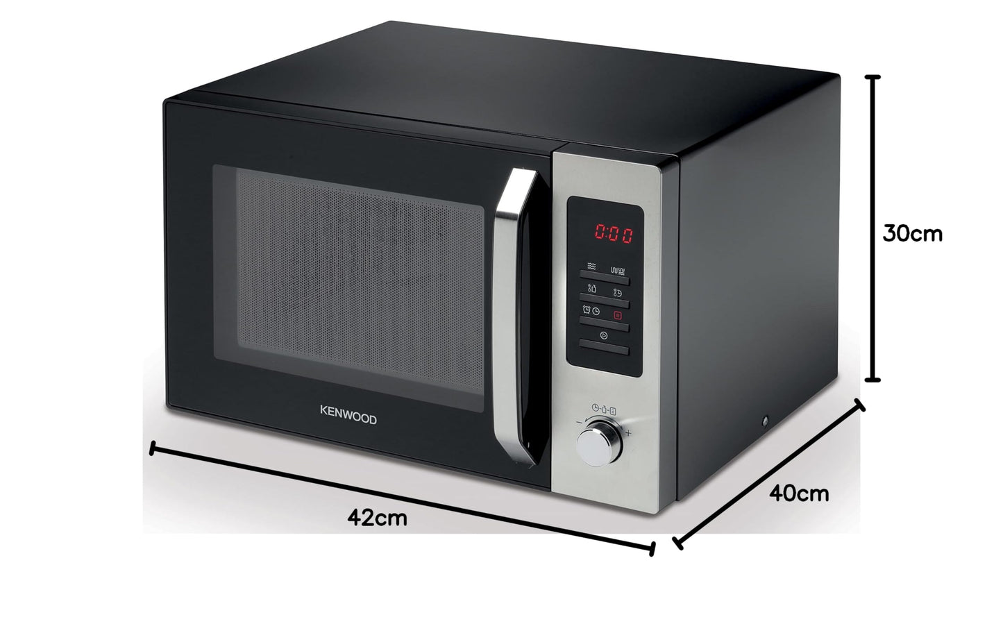 KENWOOD 30L Microwave Oven with Grill, Convection, Digital Display, 5 Power Levels, Defrost Function, Stainless Steel, Auto Menu, 95 Minutes Timer, Clock Function 900W MWM31.000BK Black/Silver