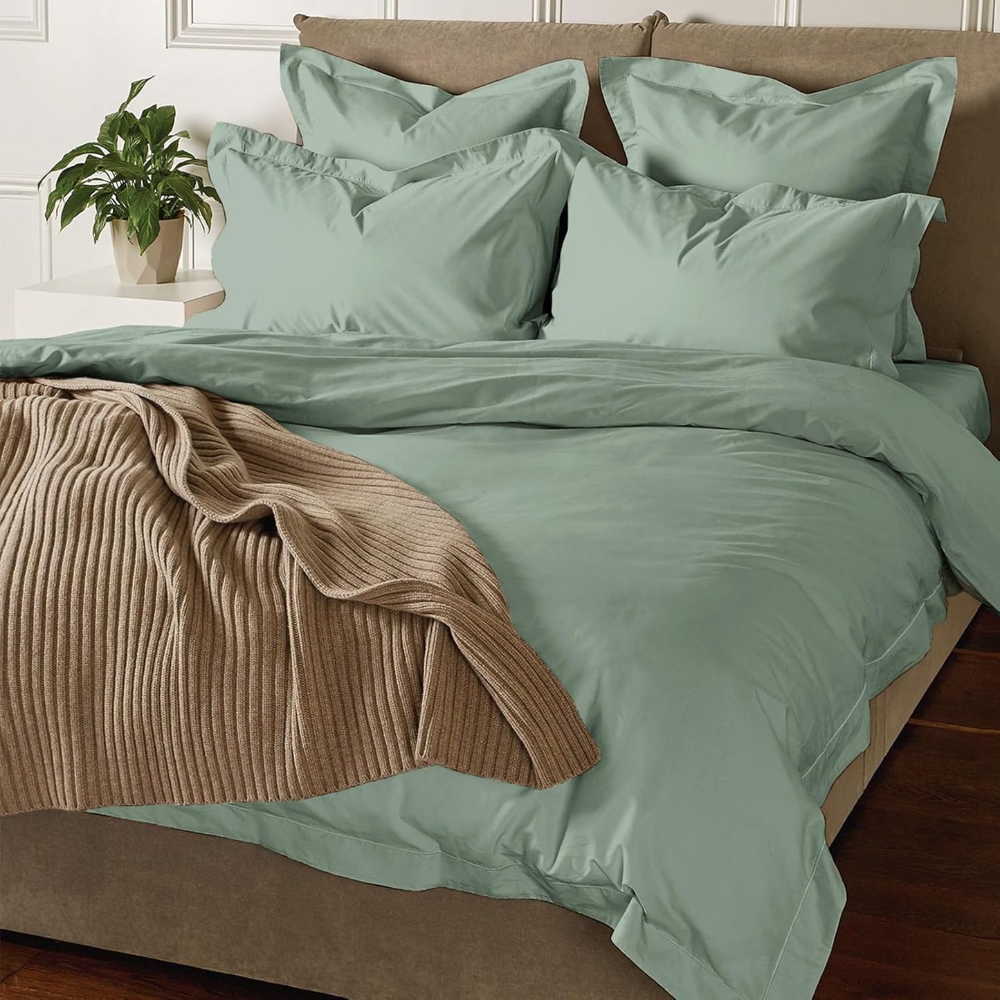 Pizuna Pure 100% Cotton Queen Duvet Cover Set, 800 Thread Count Long Staple Cotton Thick Sateen Weave with Button Closure (Combed Baby Blue Cotton Duvet Cover Queen)