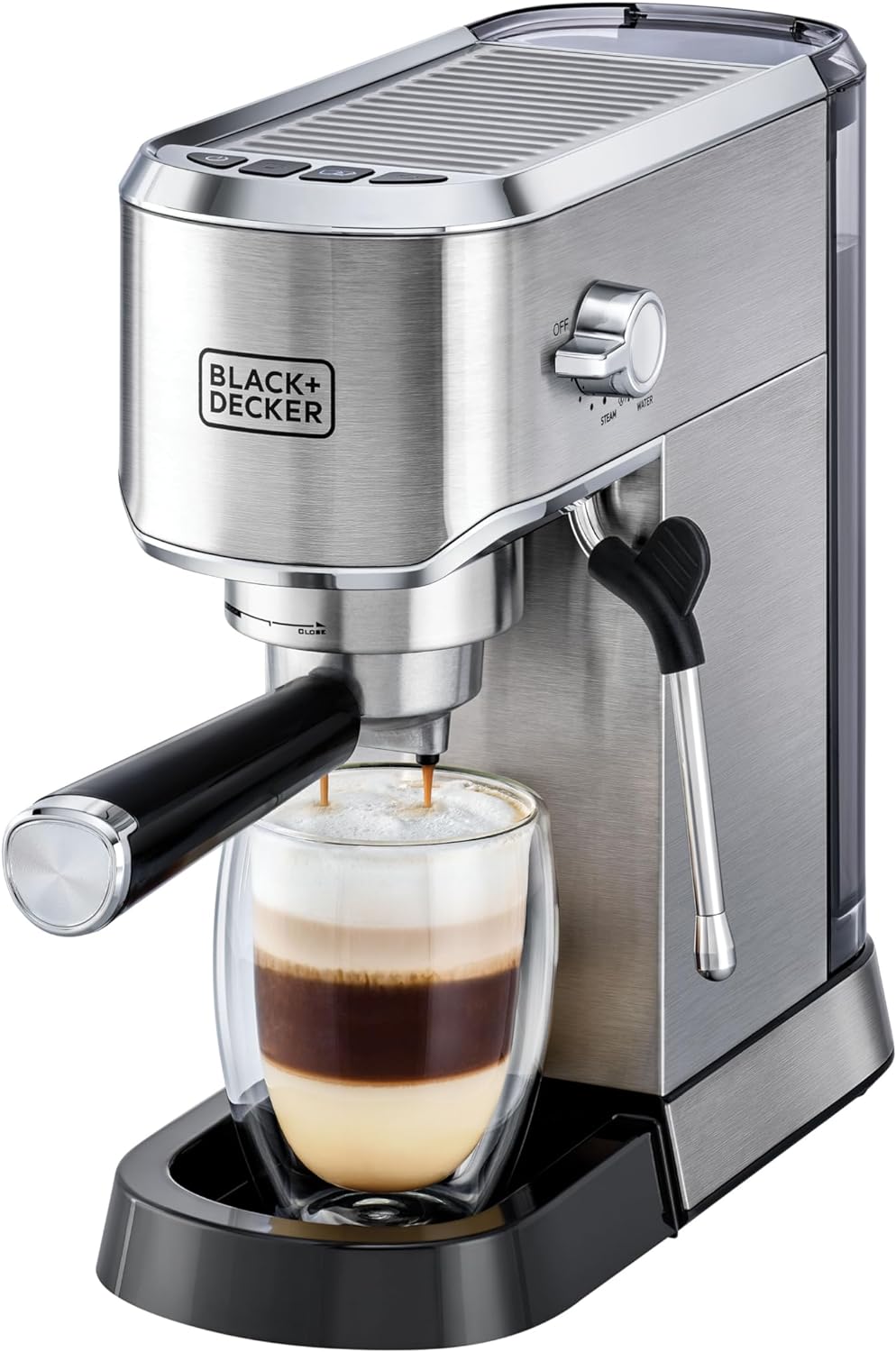 Black+Decker 750W 10 Cup Coffee Maker/Coffee Machine With Glass Carafe For Drip Coffee, Silver/Black - Dcm750S-B5, 2 Years Warranty