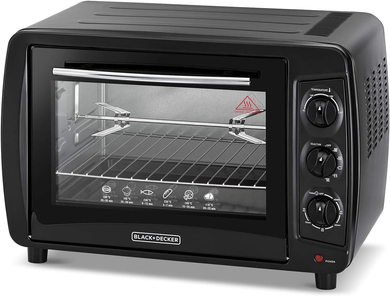 Black & Decker 2200W 70L Toaster Oven 90-230 Temp Setting, Double Grill With Convection And Glass Door For Safety+Multiple Accessories Toasting Baking Broiling TRO70RDG-B5 2 Years Warranty