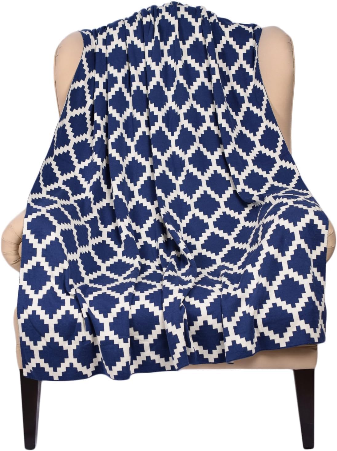 Lavish Touch 100% Cotton Knitted Throw, Blanket for All Season Indoor Outdoor