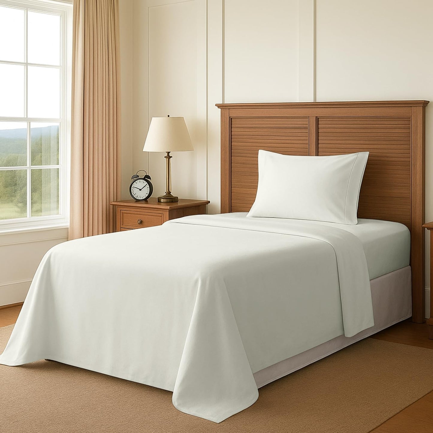 Pizuna Pure 100% Cotton Flat Sheets Only Full Apricot Orange (1 PC), Luxurious 400 Thread Count Long Staple Cotton Sateen with 4" Hem (Combed Full Flat Sheet Only Cotton)
