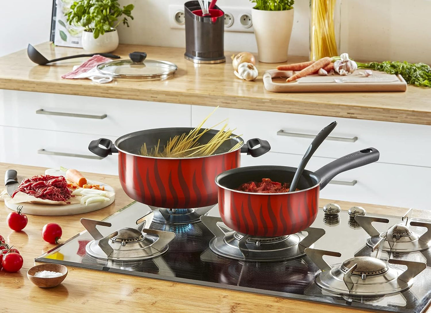 Tefal G6 Tempo Flame 32 Cm Non Stick Frypan With Thermo Spot, Red, Aluminium, C3040883