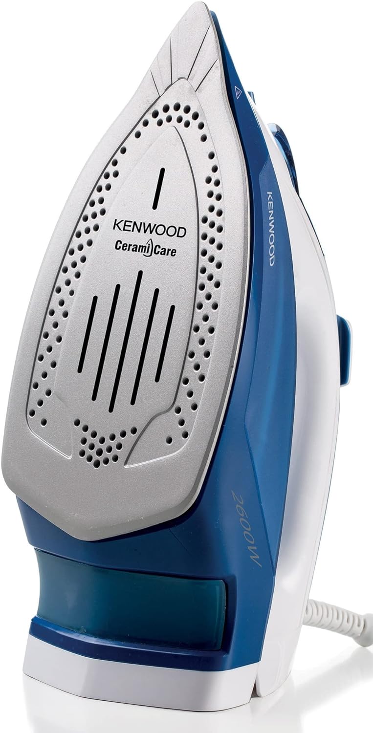 KENWOOD Steam Iron 2600W with Ceramic Soleplate, Anti-Drip, Anti-Calc, Self Clean, Continuous Steam, Burst, Spray Function STP70.000WG White/Green