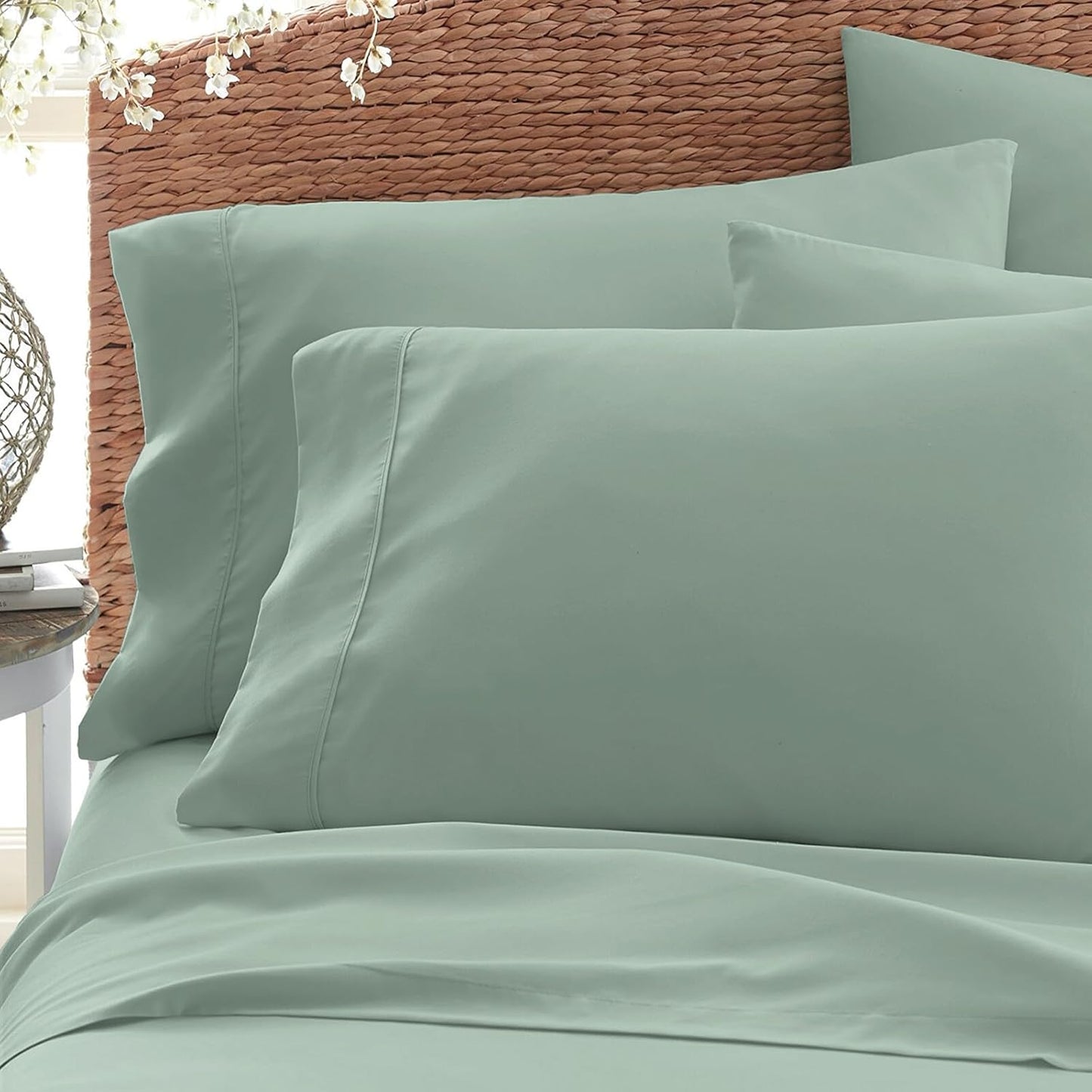 Pizuna Soft 100% Long Staple Cotton Breathable Cool Satin King Pillowcase Set of 2, Ivory, 18" x 18"