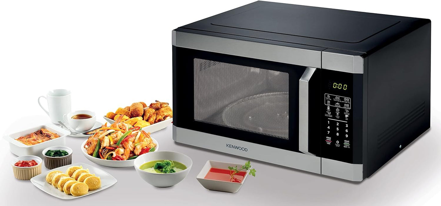 KENWOOD 30L Microwave Oven with Grill, Convection, Digital Display, 5 Power Levels, Defrost Function, Stainless Steel, Auto Menu, 95 Minutes Timer, Clock Function 900W MWM31.000BK Black/Silver