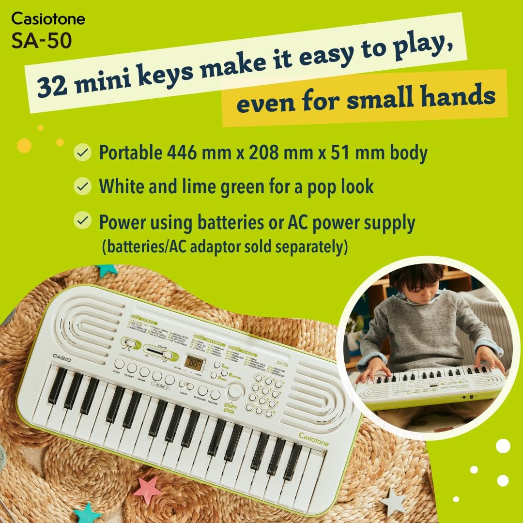 Casio SA-50 32 Mini-Keys Keyboard in White and Green