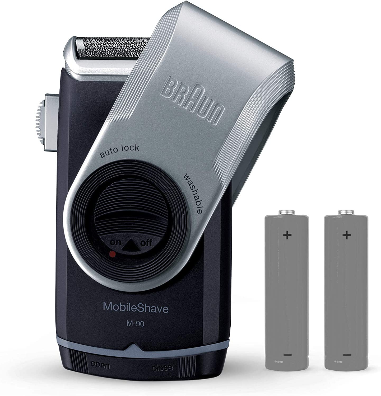 Braun M 90 Mobile Shaver Battery Operated, Silver Black