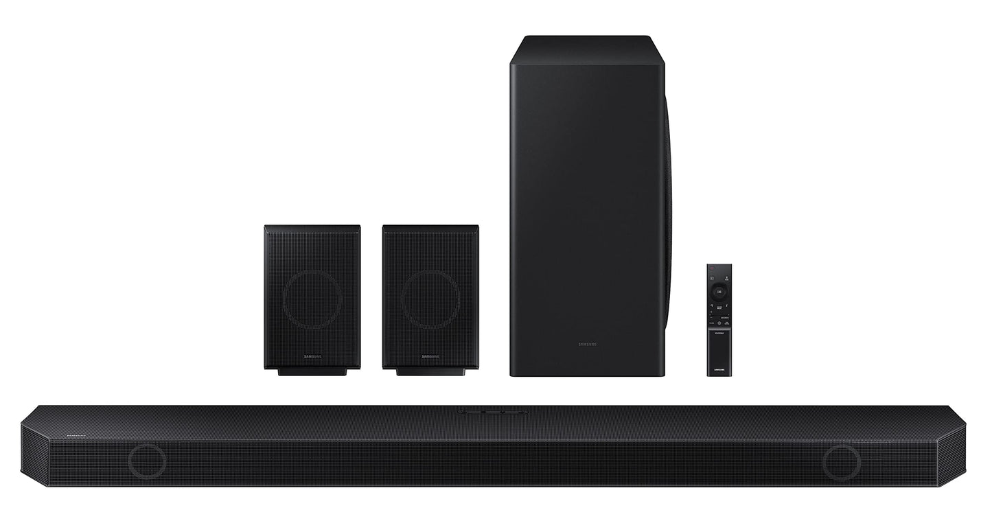 Samsung Q-Symphony soundbar (HW-Q700B) with 3 Channels, 1 subwoofer Channel, and 2 up-Firing Channels, Dolby True HD with Google & Alexa Smart Speaker (Black)