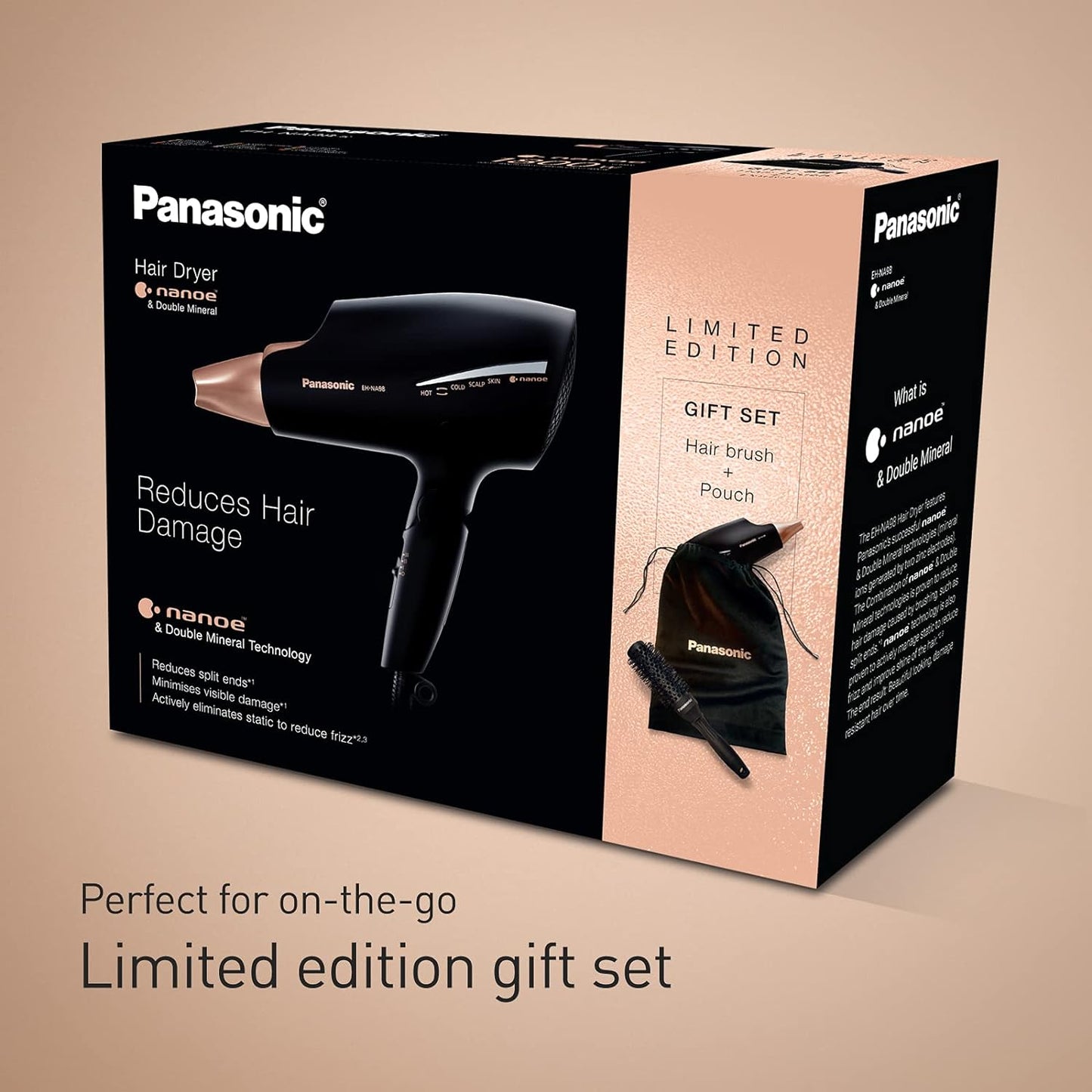 Panasonic EH-HS99 Nanoe Ceramic Hair Straightener for Improved Shine with Temperature Control (Black/Rose Gold)