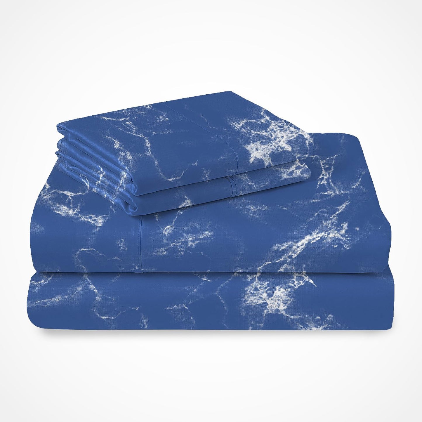 Pizuna Pure 100% Cotton Twin Bed Sheet Set Dark Blue, 400 Thread Count Cozy Luxury Long Staple Cotton Sateen Weave Bedsheet Set (1 Flat Sheet, 1 Fitted Sheet, 1 Pillowcase)