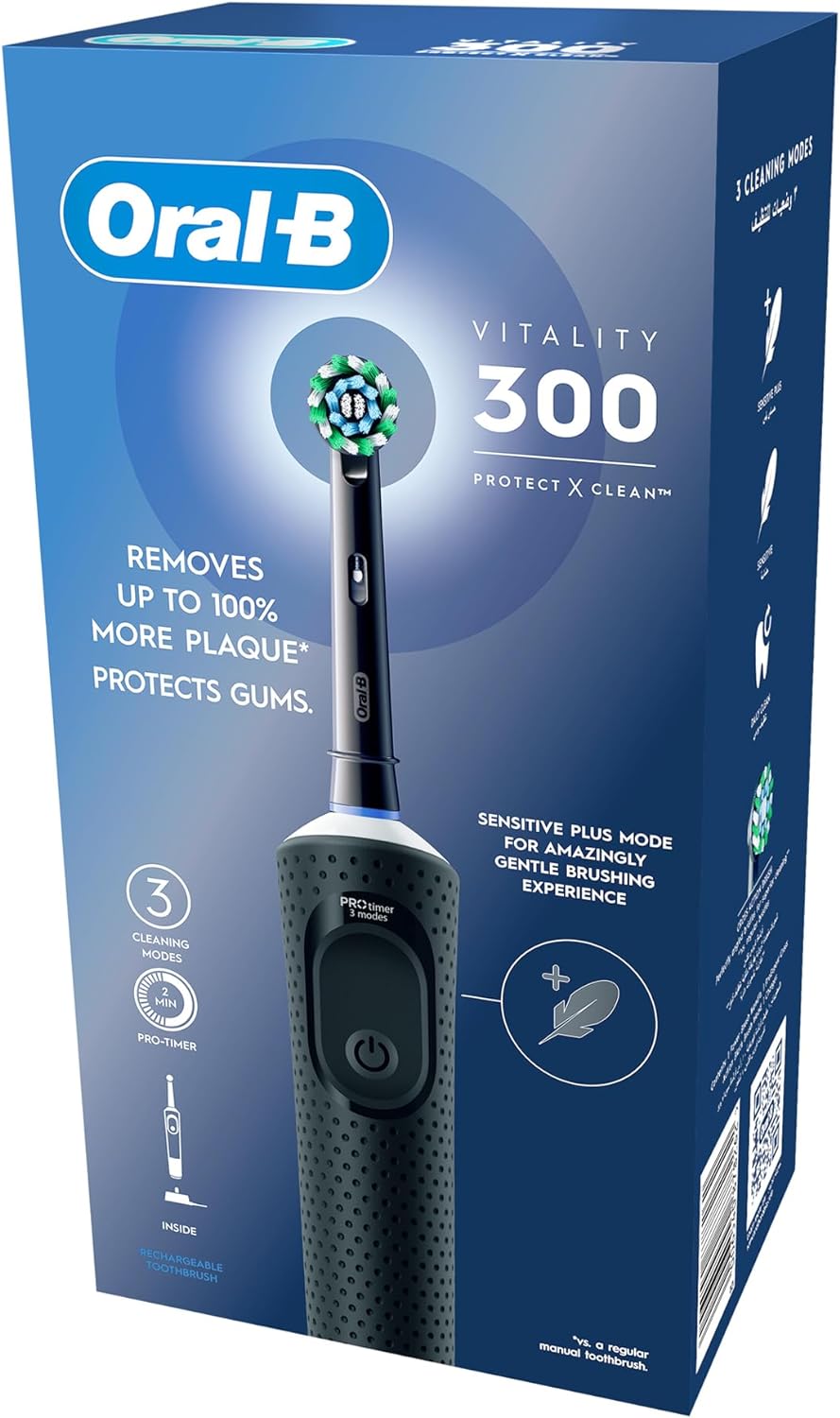 Oral-B Vitality 100 Black Electric Rechargeable Toothbrush, With Uae 3 Pin Plug