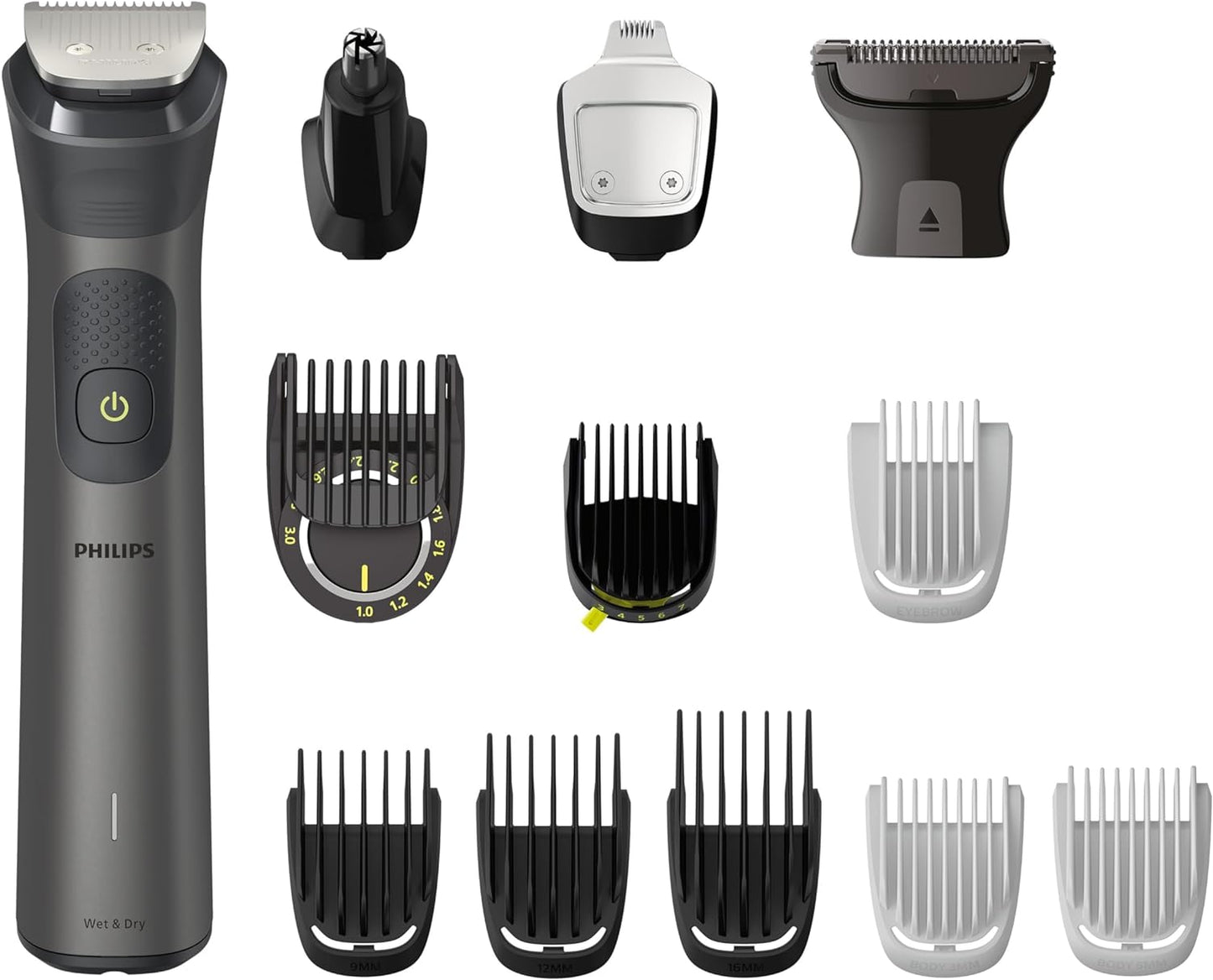 Philips Multigroom Series 3000 for Face, 6-in-1 Grooming Kit for beard, moustache, nose & ear hair, cordless, 60 min runtime, 16h full charging time, MG3710/33,Black