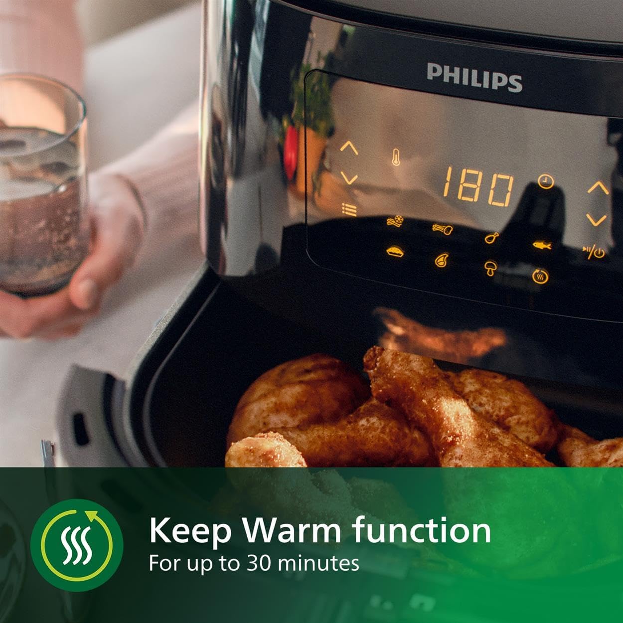 PHILIPS Essential XL Airfryer 2000W 6.2L, Digital, 7 presets, black body/blackhandle, 50hz HD9270/91., 1.2Kg- 2000W