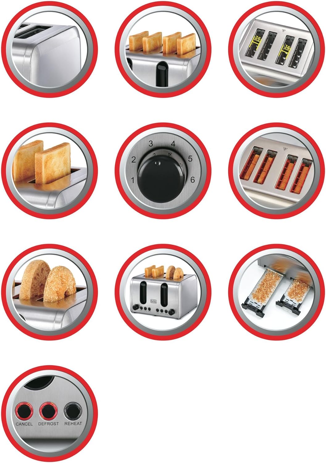 BLACK+DECKER 2 Slice Stainless Steel Toaster, Silver - ET244-B5.