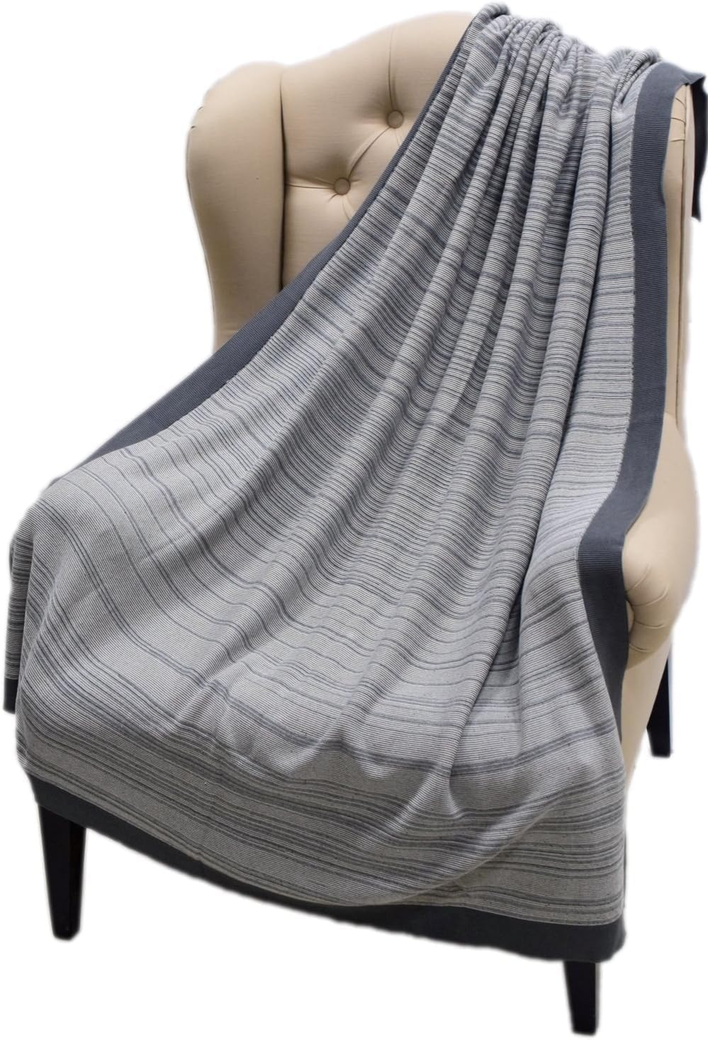 Lavish Touch 100% Cotton Knitted Throw, Blanket for All Season Indoor Outdoor