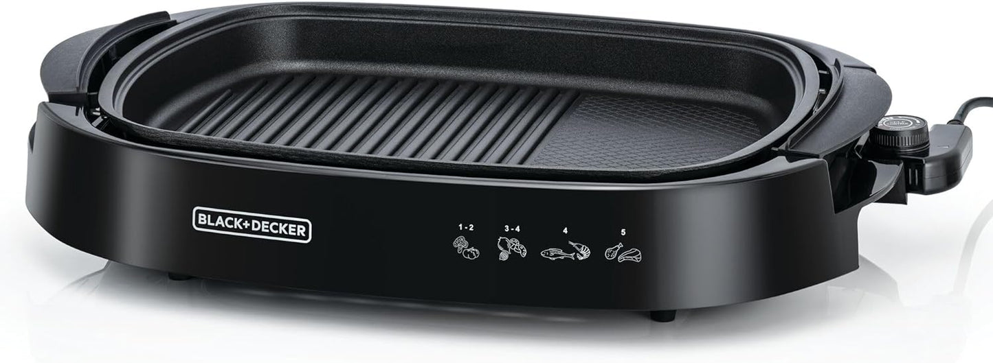 Black+Decker 2000W Family Health Grill, Black/Silver, Cg2000-B5, 2 Year Warranty