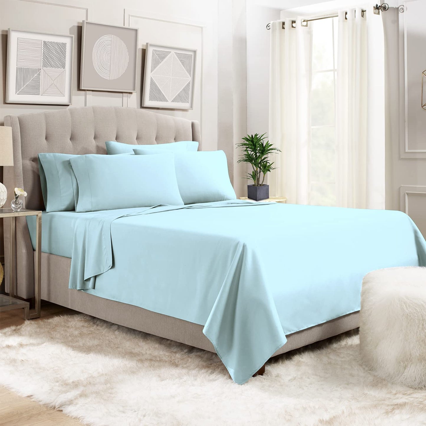 Pizuna Pure 100% Luxury Cotton Full Size Bed Sheets Set Dark Grey, 1000 Thread Count Long Staple Cotton Sateen Thick Sheet & Pillowcase Set, Deep Sheets fits 15" (Combed Cotton Bed Sheets Set)