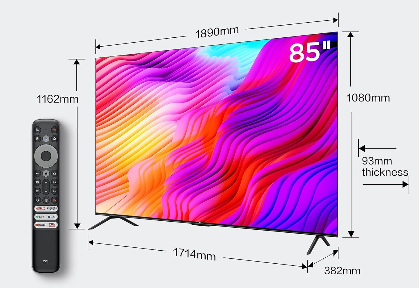 TCL 85 Inch TV 4K Ultra HD Smart TV Google TV with 120Hz Game Accelerator Dolby Vision & Atmos HDR 10 Built-In Chromecast Assistant 60HZ MEMC - 85P745 (2023 Model)